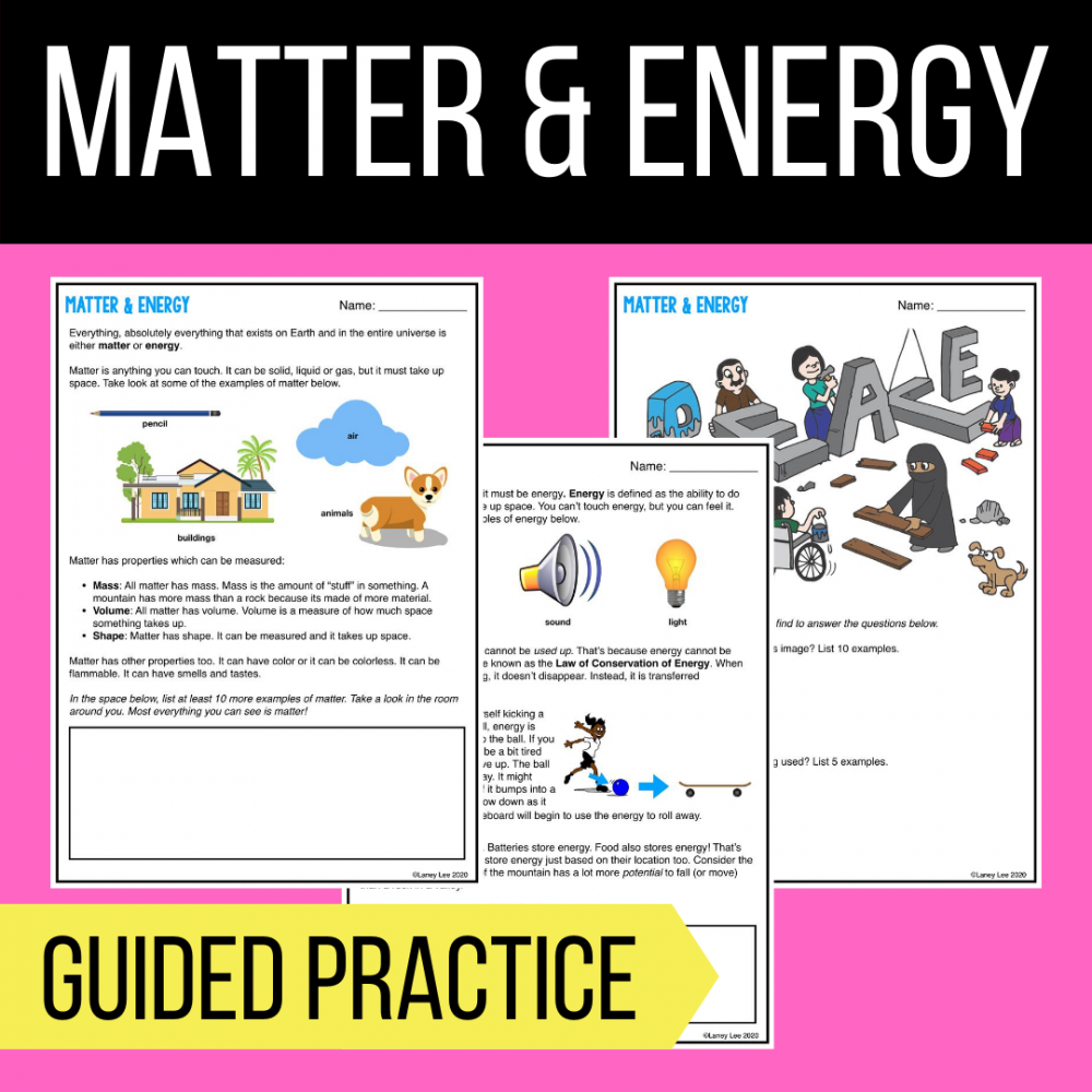 Matter And Energy Worksheet