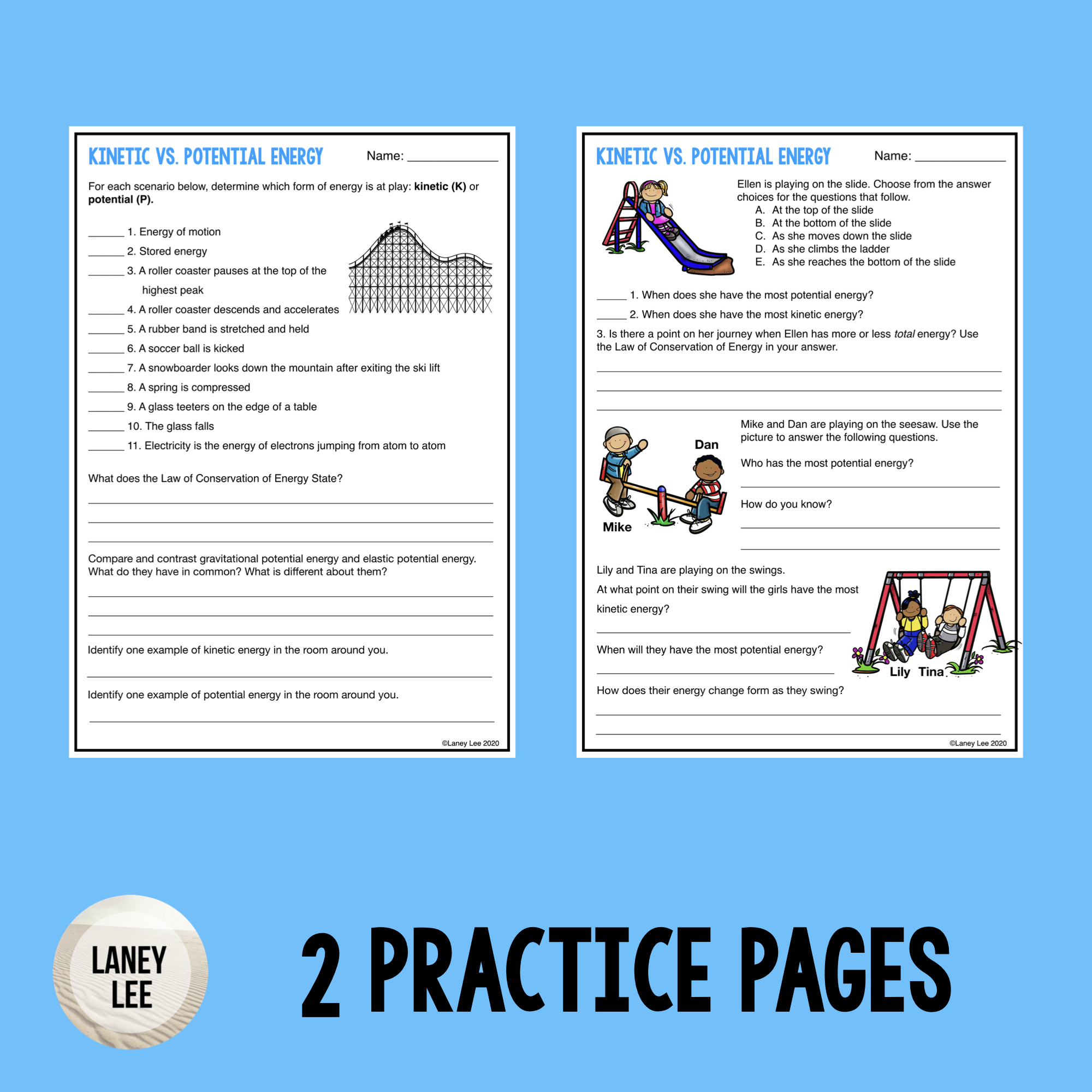 Kinetic vs. Potential Energy - Guided Practice Worksheet - PDF & Digital Within Potential And Kinetic Energy Worksheet