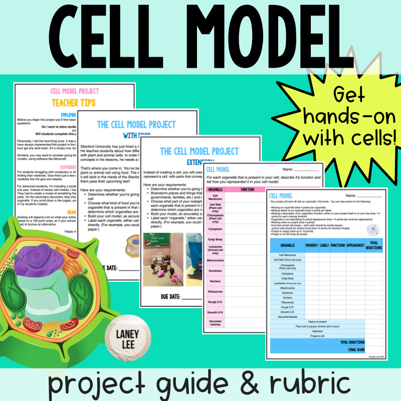 Cell Model Project - Rubric & Guide Printable PDF - Laney Lee