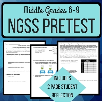 Middle School NGSS Pretest and Reflection - PDF & Google Forms