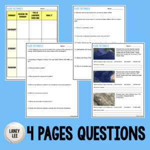 plate tectonics worksheet pdf answer key