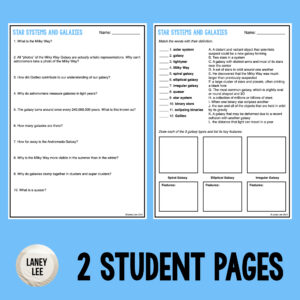 star systems and galaxies guided reading worksheet