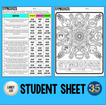 Symbiosis Practice Worksheet with Answer Key