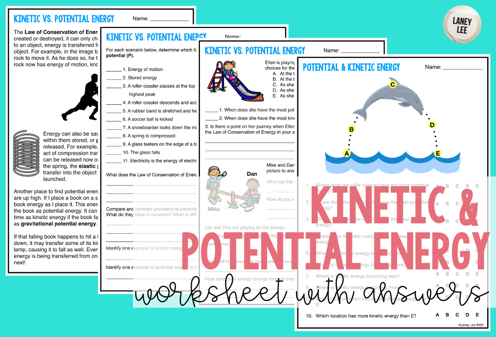 kinetic and potential energy worksheet with answers