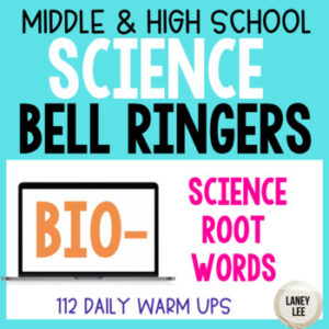 Science Root Words Warm Ups and Bell Ringers