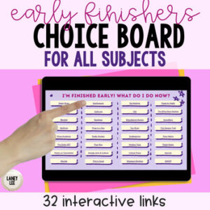 Early Finishers Choice Board for all subjects