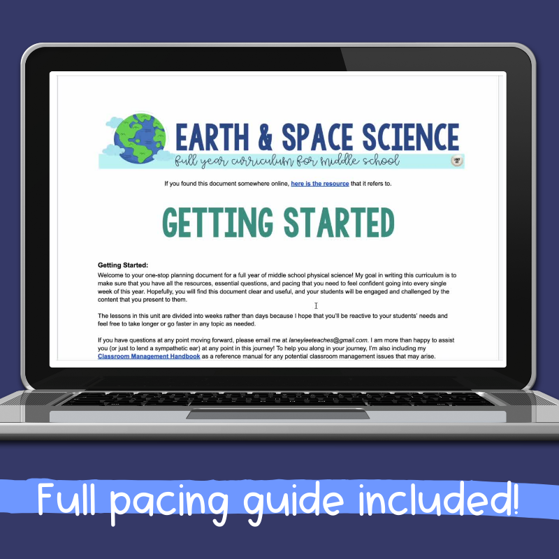 EARTH SCIENCE CURRICULUM MIDDLE SCHOOL FULL YEAR PACING GUIDE