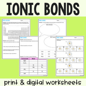 Ionic Bonds Worksheets