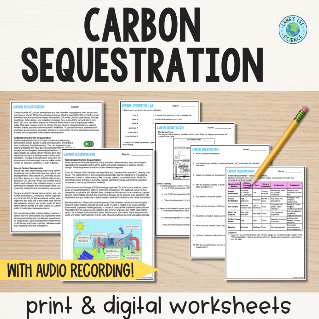 Carbon Sequestration - Reading Comprehension Worksheets