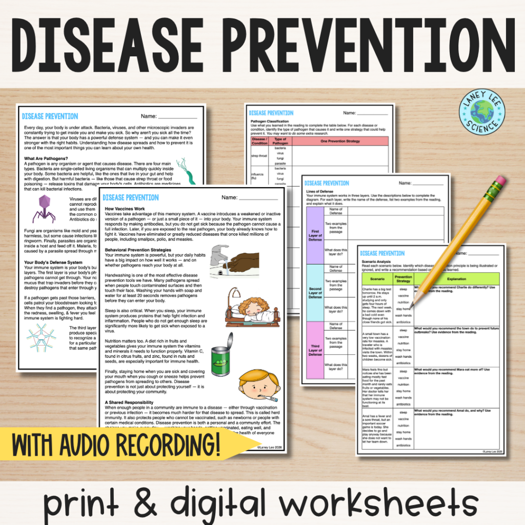 disease prevention worksheets