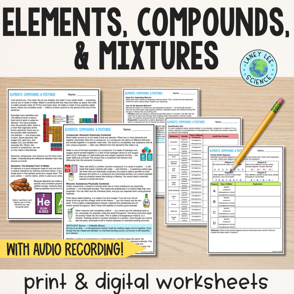 Elements Compounds Mixtures