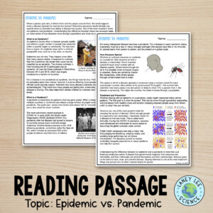 Epidemic vs. Pandemic worksheets