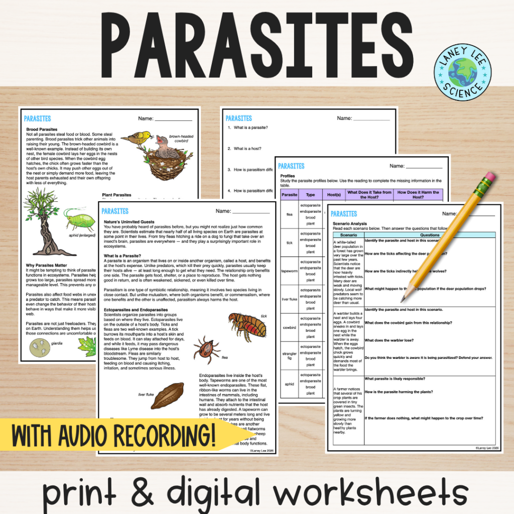 parasites worksheet