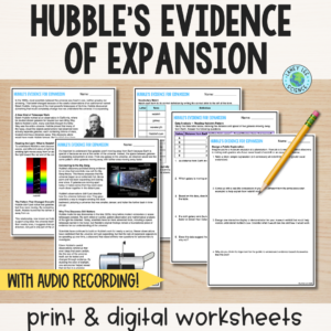 hubble's evidence of expansion worksheets