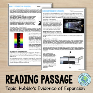 hubble's evidence of expansion worksheets