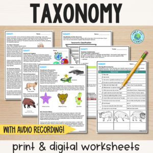 taxonomy worksheets