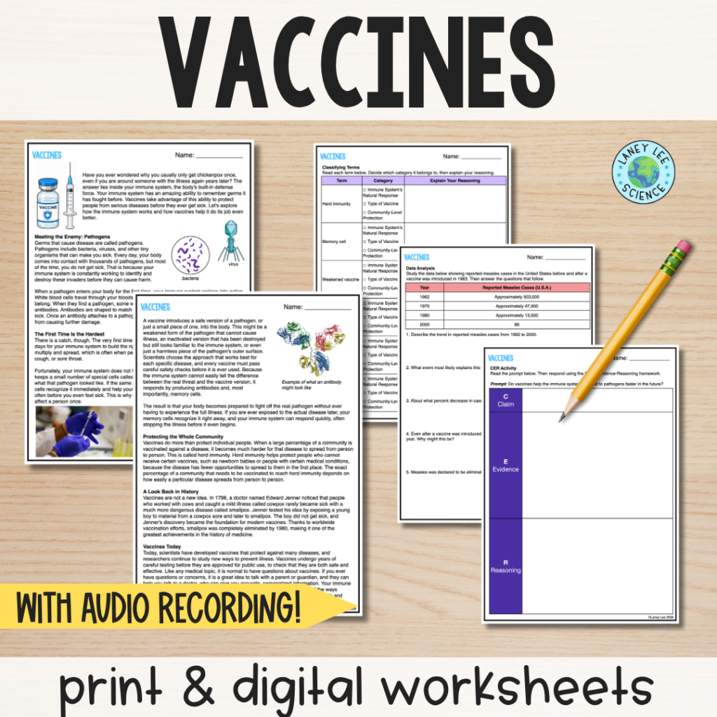 vaccines worksheets